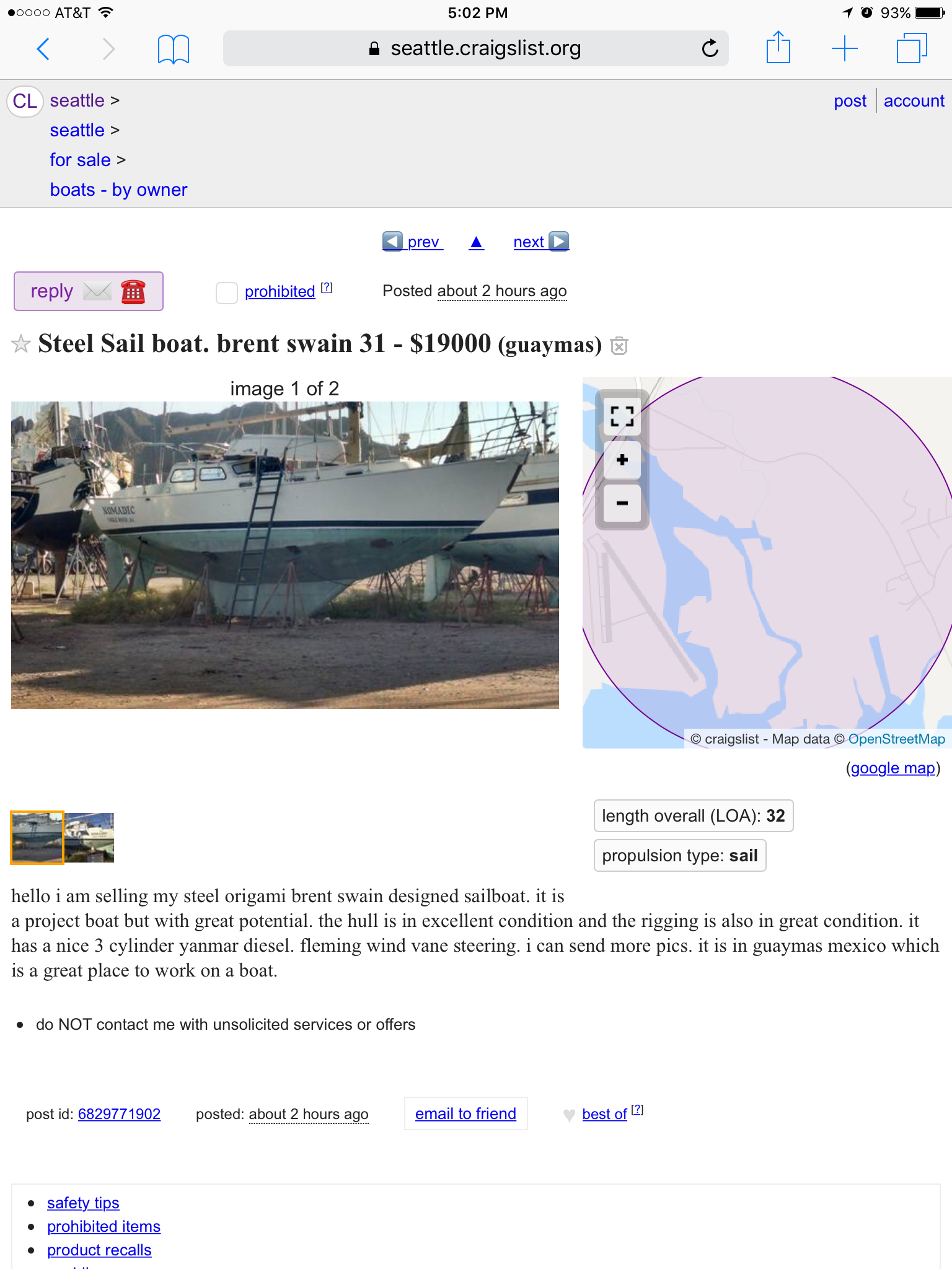 steel sailboat for sale craigslist